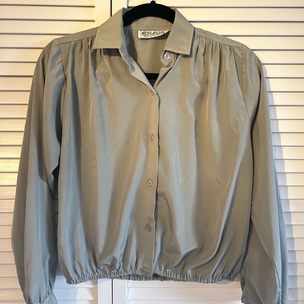 Long sleeve olive green blouse